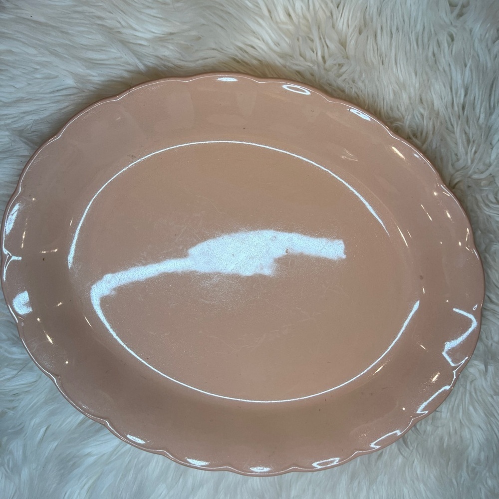 Vintage Peach Petal Grindley Large Oval Pink Scalloped made in England